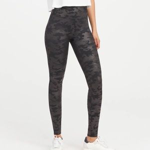 Spanx faux leather camo leggings